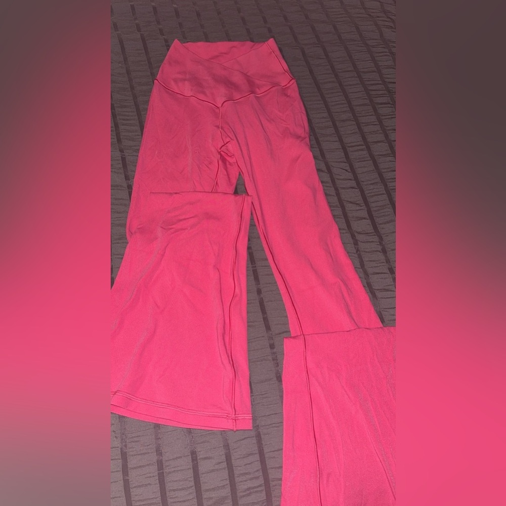 Pink aerie flare leggings. a little see thru, but soo cute.